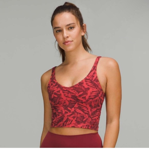 Lululemon Align Cropped Tank Top Spray Leaf Fireside Red Multi 6 - Picture 1 of 7